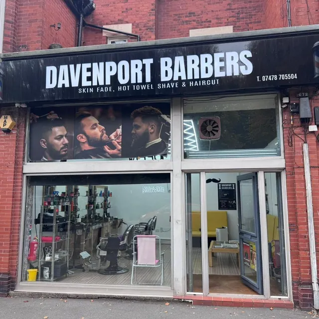 The Davenport Barbers shopfront on Kennerley Road